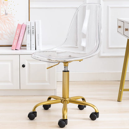 Acrylic Swivel adjustable height Armless Home office Rolling Chair