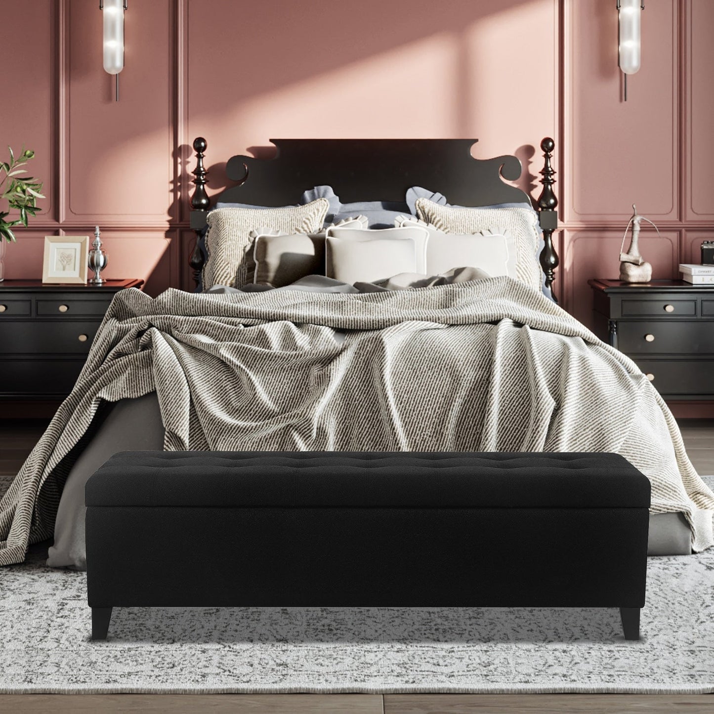 Adeco 50 Bonded Leather Storage Ottoman Bench