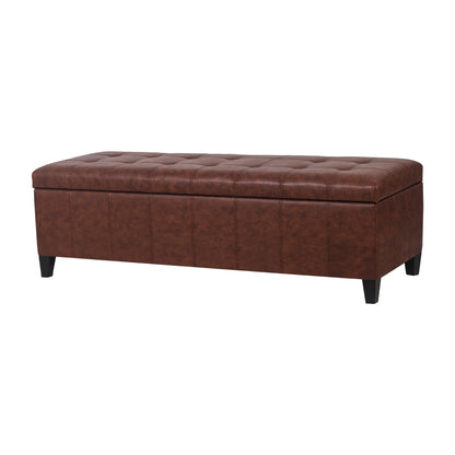 Adeco 50 Bonded Leather Storage Ottoman Bench