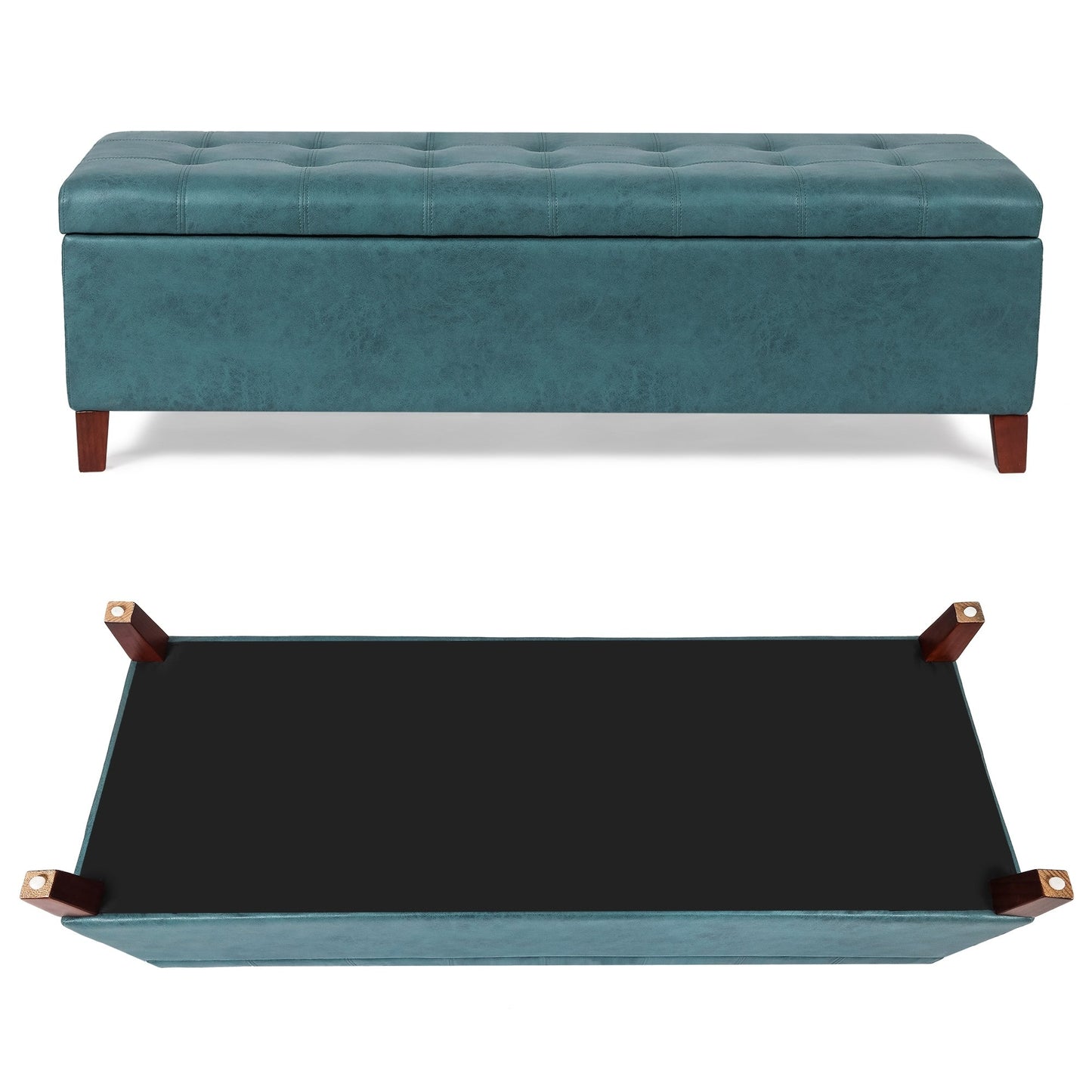 Adeco 50 Bonded Leather Storage Ottoman Bench