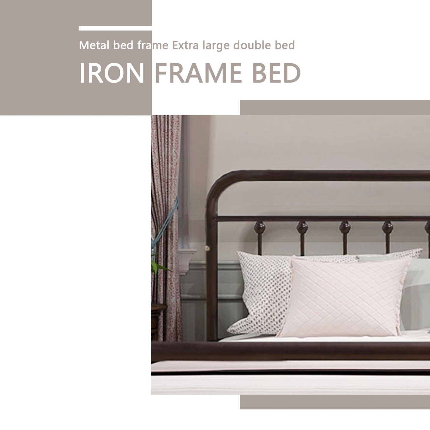 Alazyhome Simple Vintage Metal Platform Bed Frame, Easy-Assembly