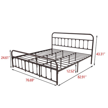 Alazyhome Simple Vintage Metal Platform Bed Frame, Easy-Assembly