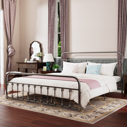 Alazyhome Simple Vintage Metal Platform Bed Frame, Easy-Assembly