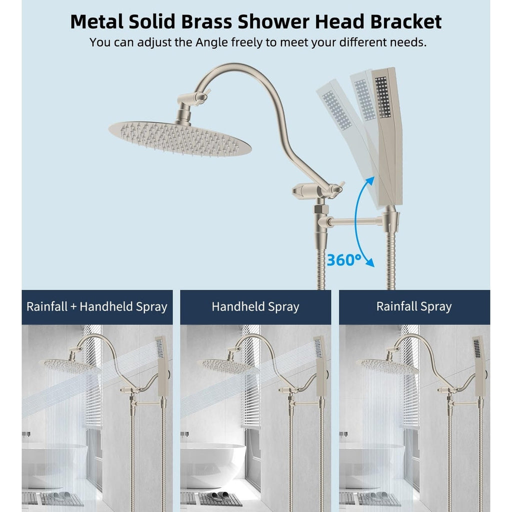 10-Inch All Metal High Pressure Rain Shower Head With Handheld Combo