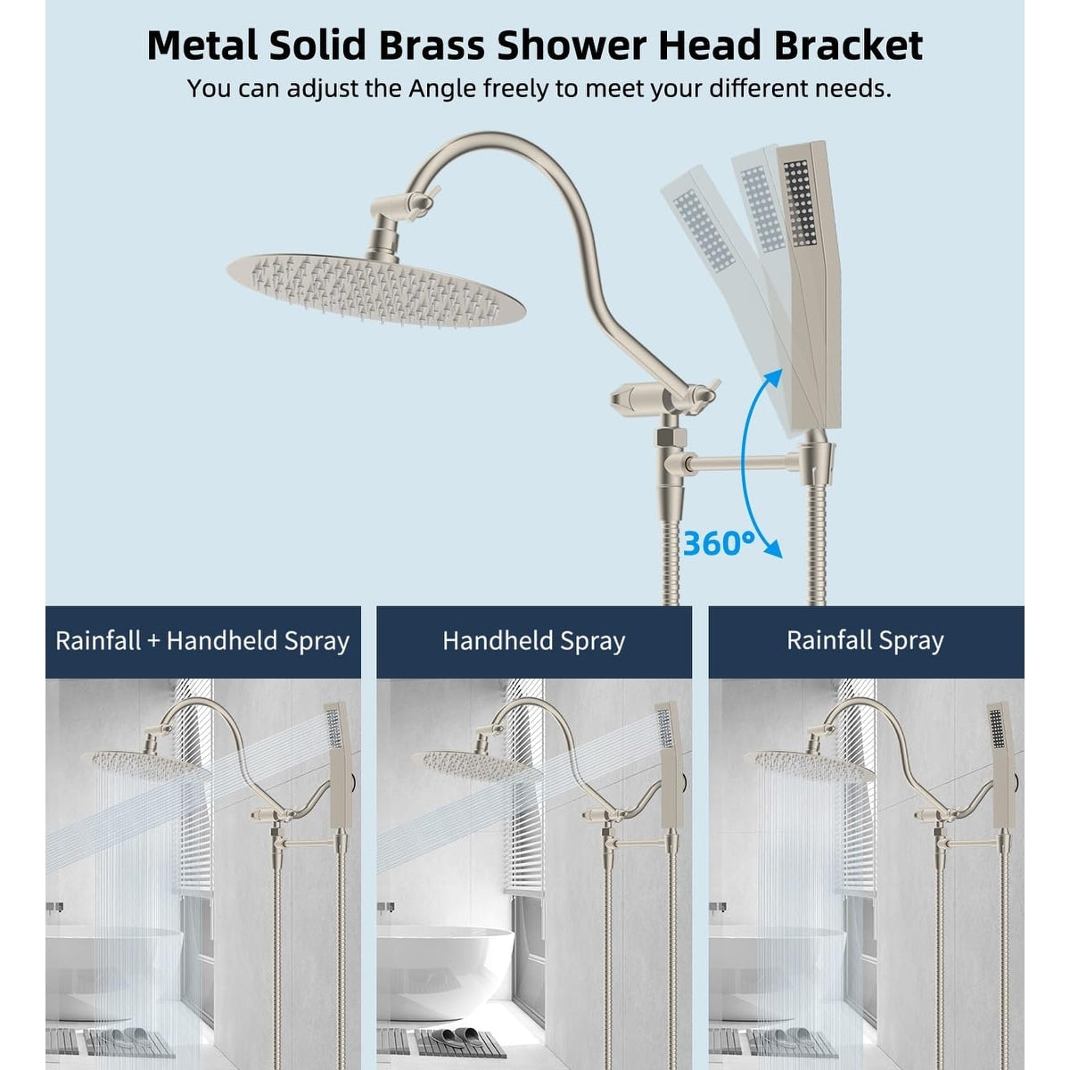 10-Inch All Metal High Pressure Rain Shower Head With Handheld Combo