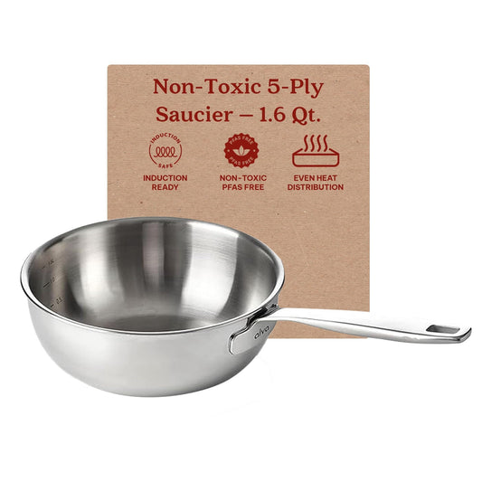 Alva Maestro 5-Ply Stainless Steel Saucier Pan - 1.6 Qt. Non-Toxic