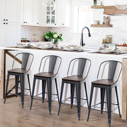 Andeworld farmhouse bar stools ,counter height bar stools set of 4 - Set of 4