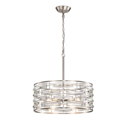 Anita Drum Shade Chandelier with Clear Glass Prism