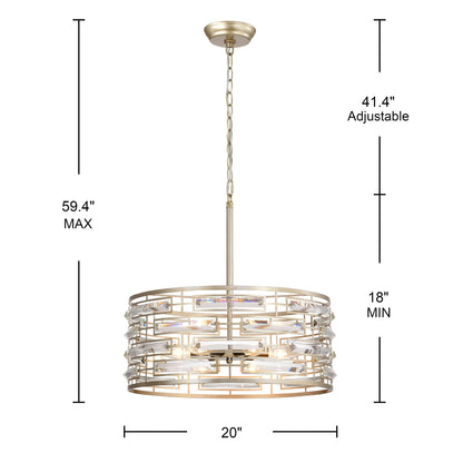 Anita Drum Shade Chandelier with Clear Glass Prism