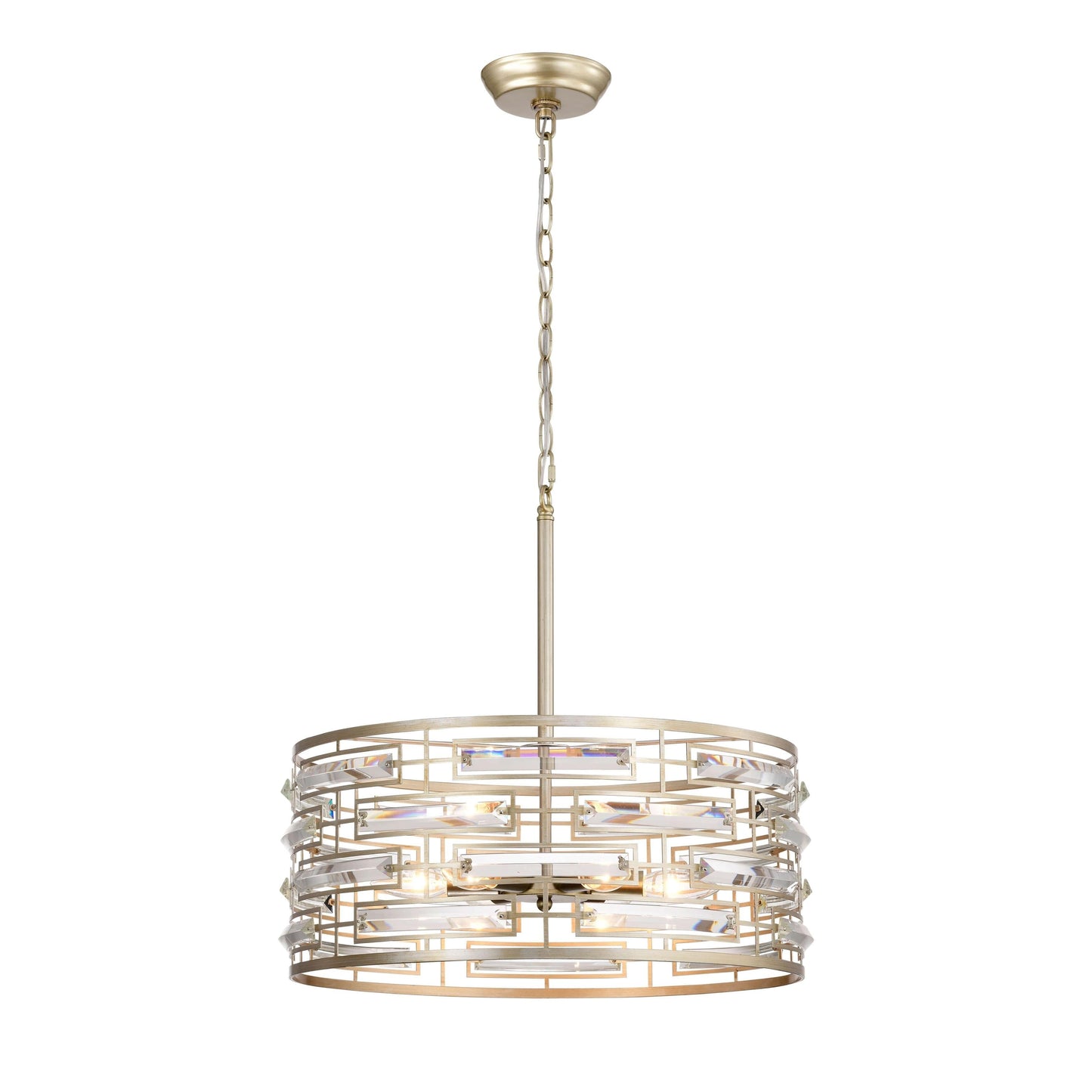 Anita Drum Shade Chandelier with Clear Glass Prism