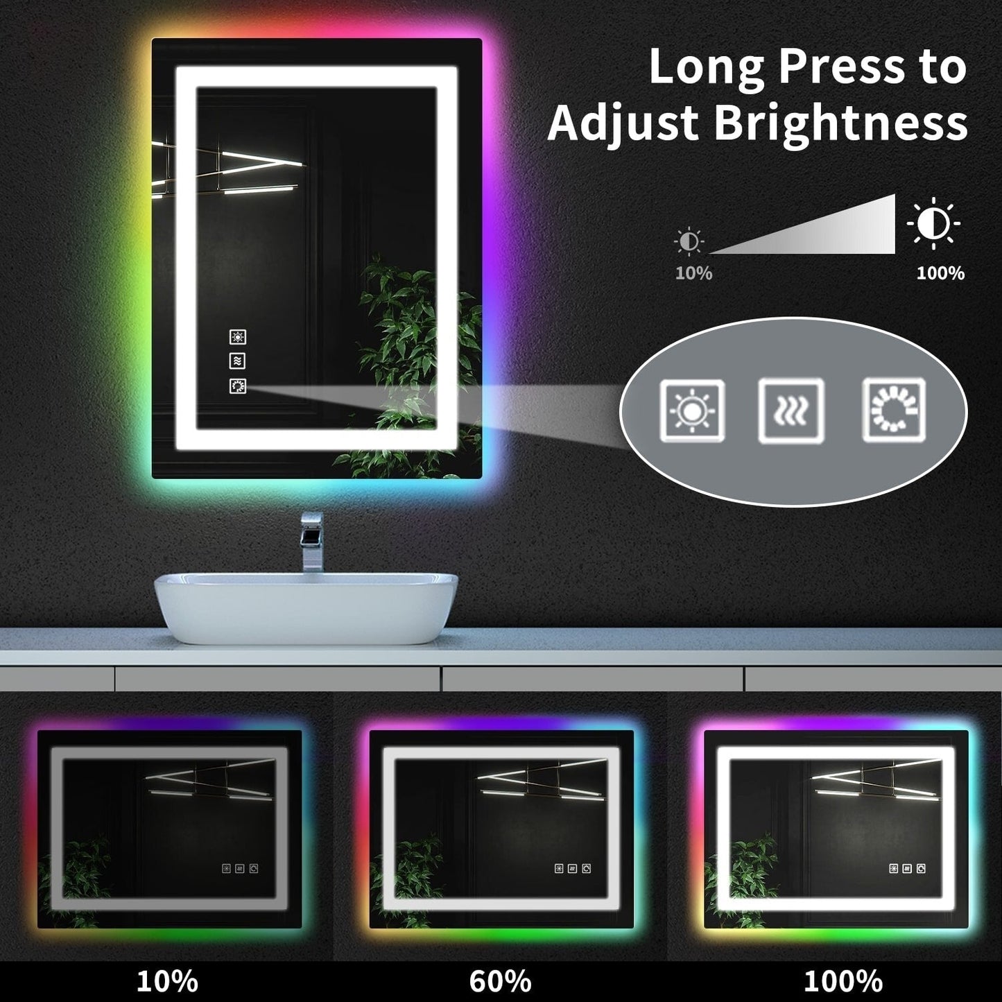 Anti-Fog RGB Backlit & LED Frontlit Bathroom Mirror
