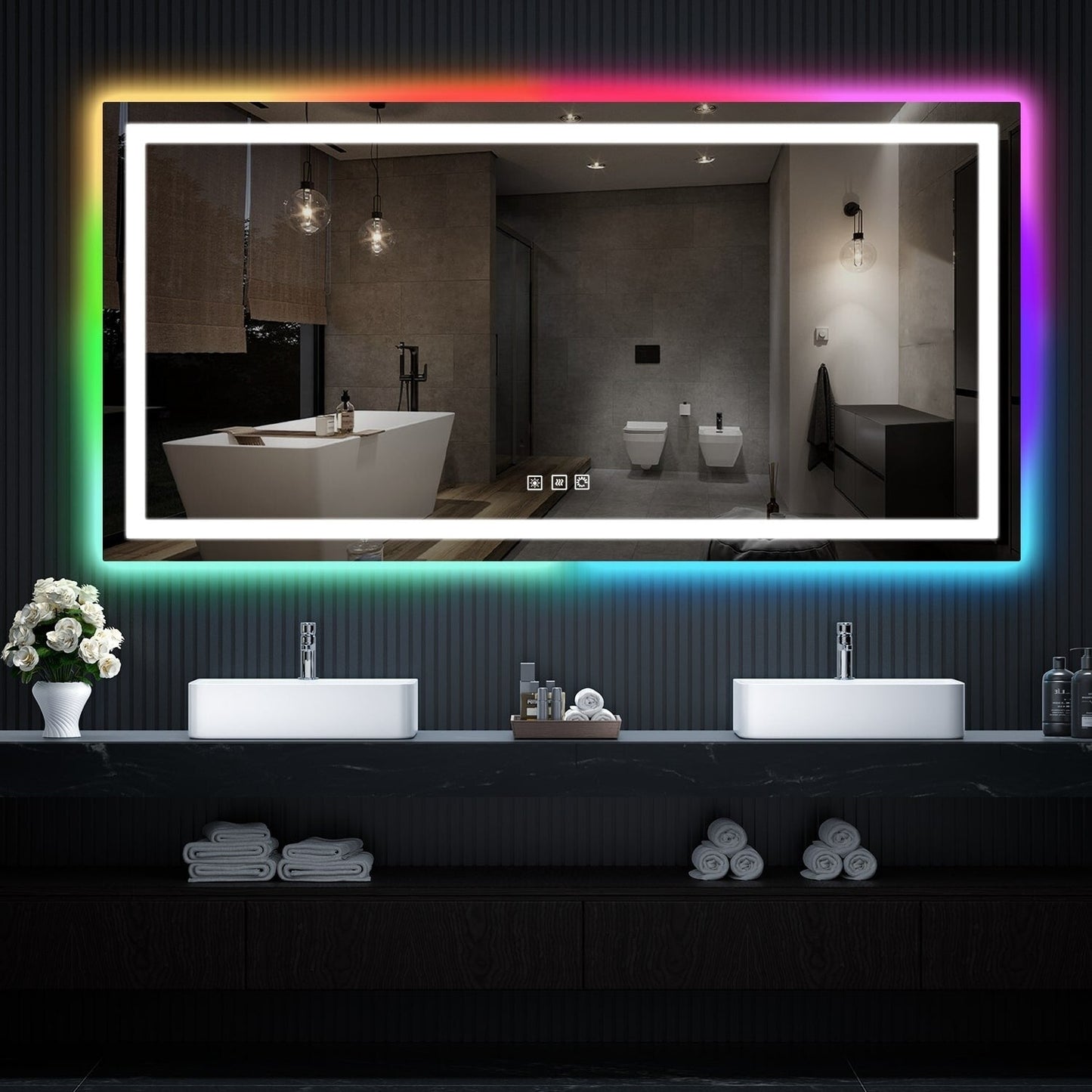 Anti-Fog RGB Backlit & LED Frontlit Bathroom Mirror