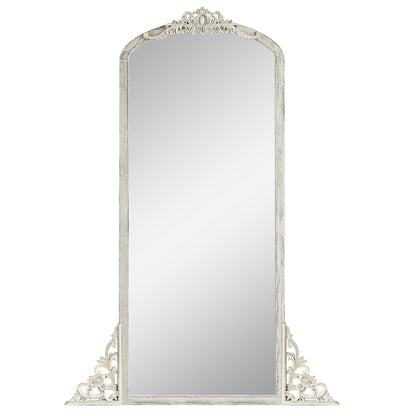Arched Full-Length Solid Wood Carving Floor Mirror