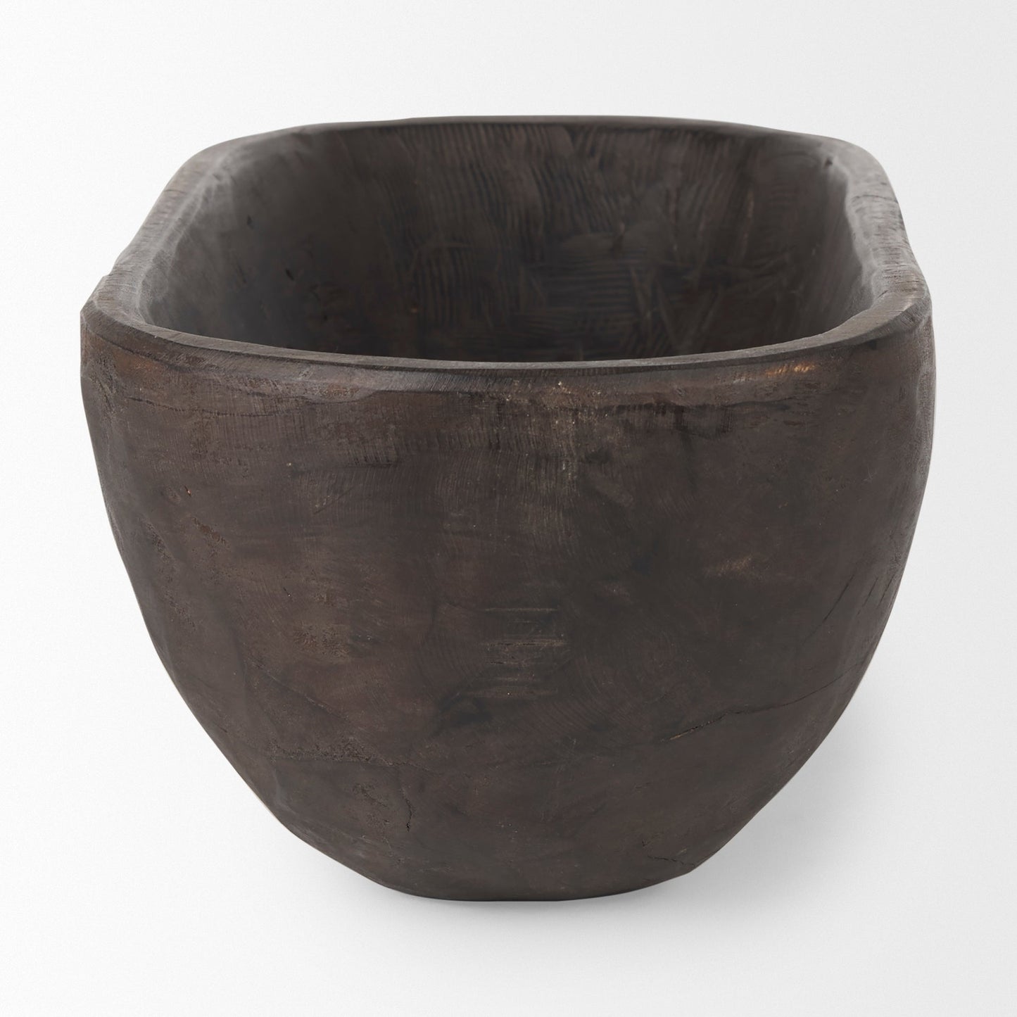 Athena Extra Large Oblong Black-Brown Reclaimed Wood Bowl - 26.0L x 10.0W x 7.0H
