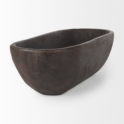 Athena Extra Large Oblong Black-Brown Reclaimed Wood Bowl - 26.0L x 10.0W x 7.0H