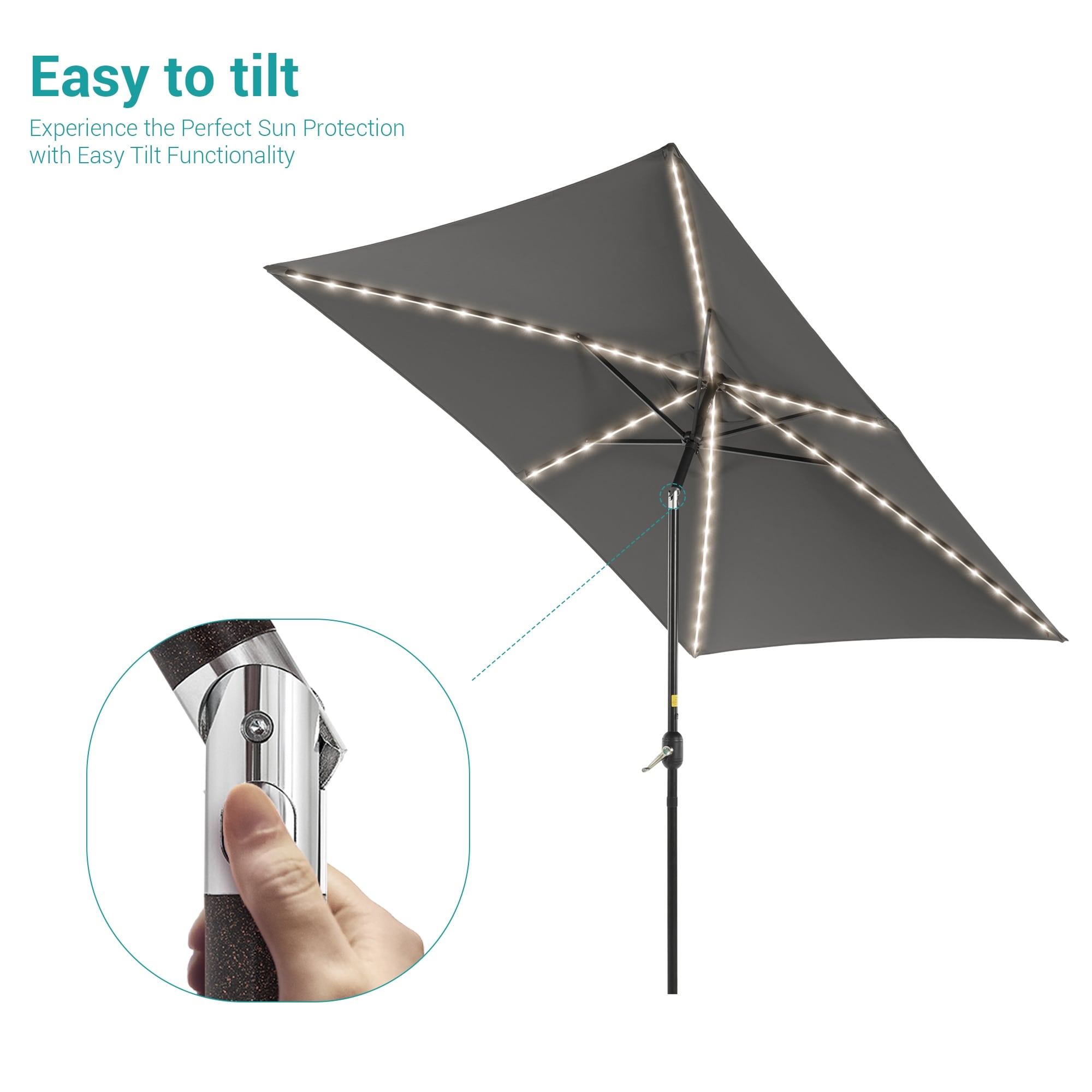 BONOSUKI 6x9FT LED Patio Market Umbrellas Table Umbrella w/Tilt Button