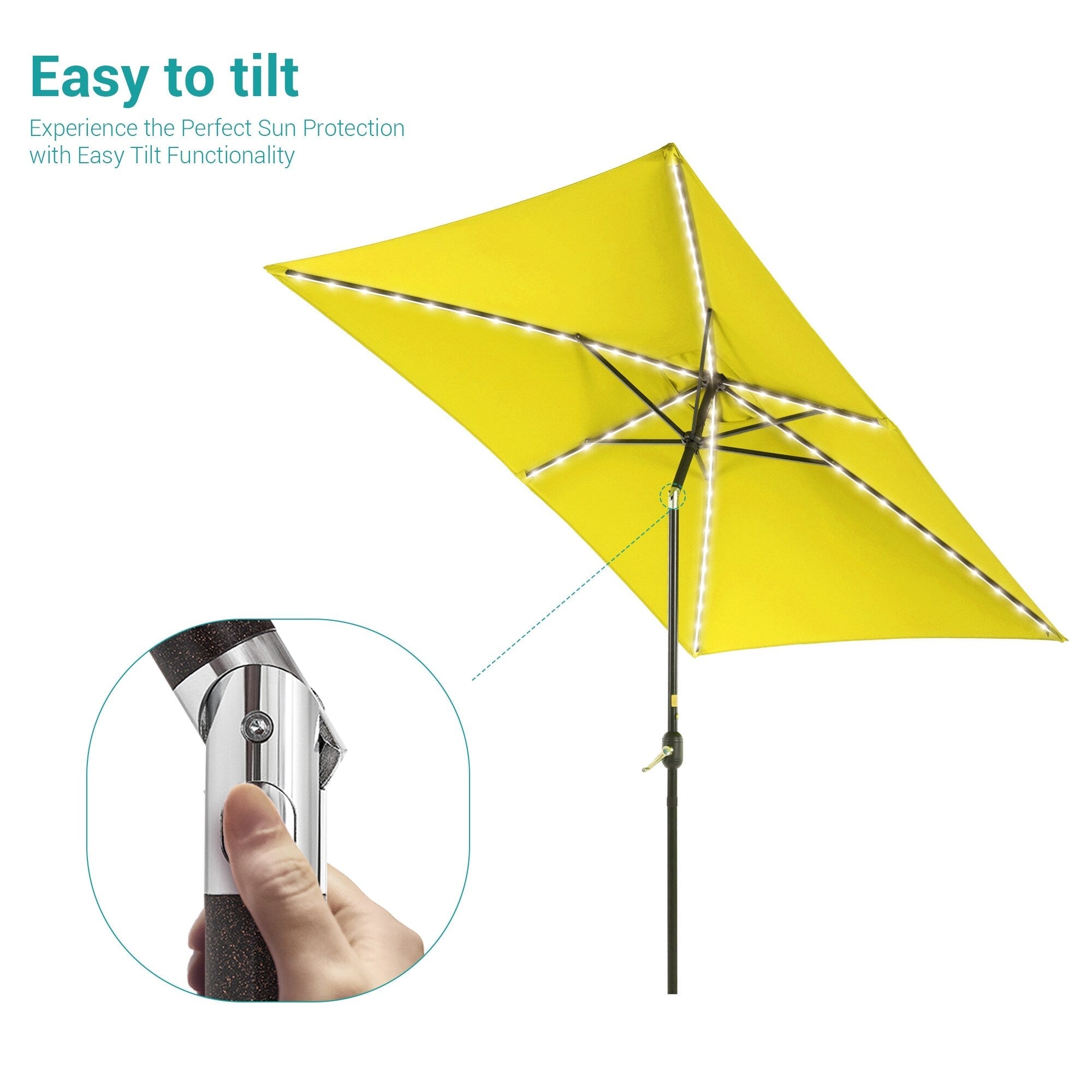 BONOSUKI 6x9FT LED Patio Market Umbrellas Table Umbrella w/Tilt Button