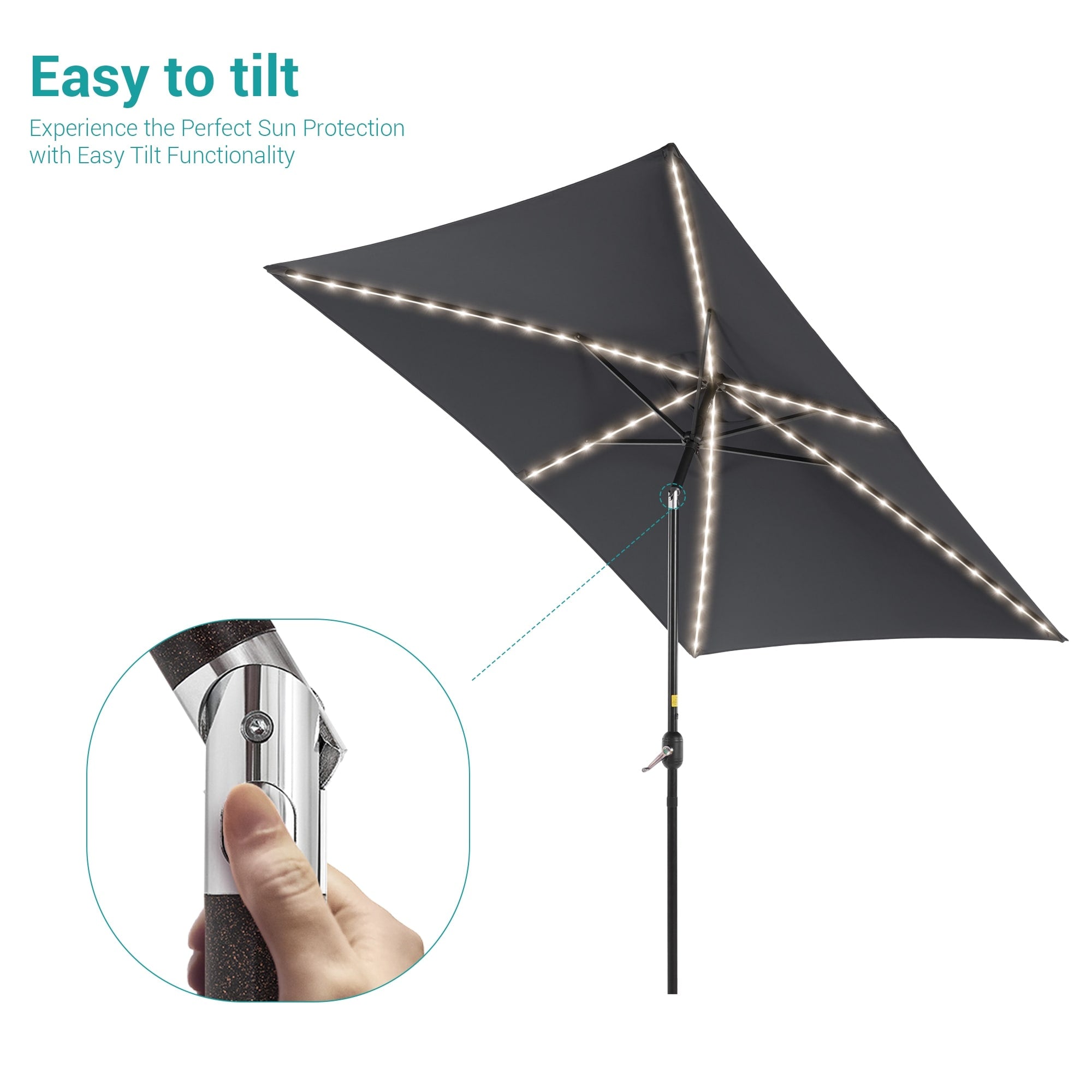 BONOSUKI 6x9FT LED Patio Market Umbrellas Table Umbrella w/Tilt Button