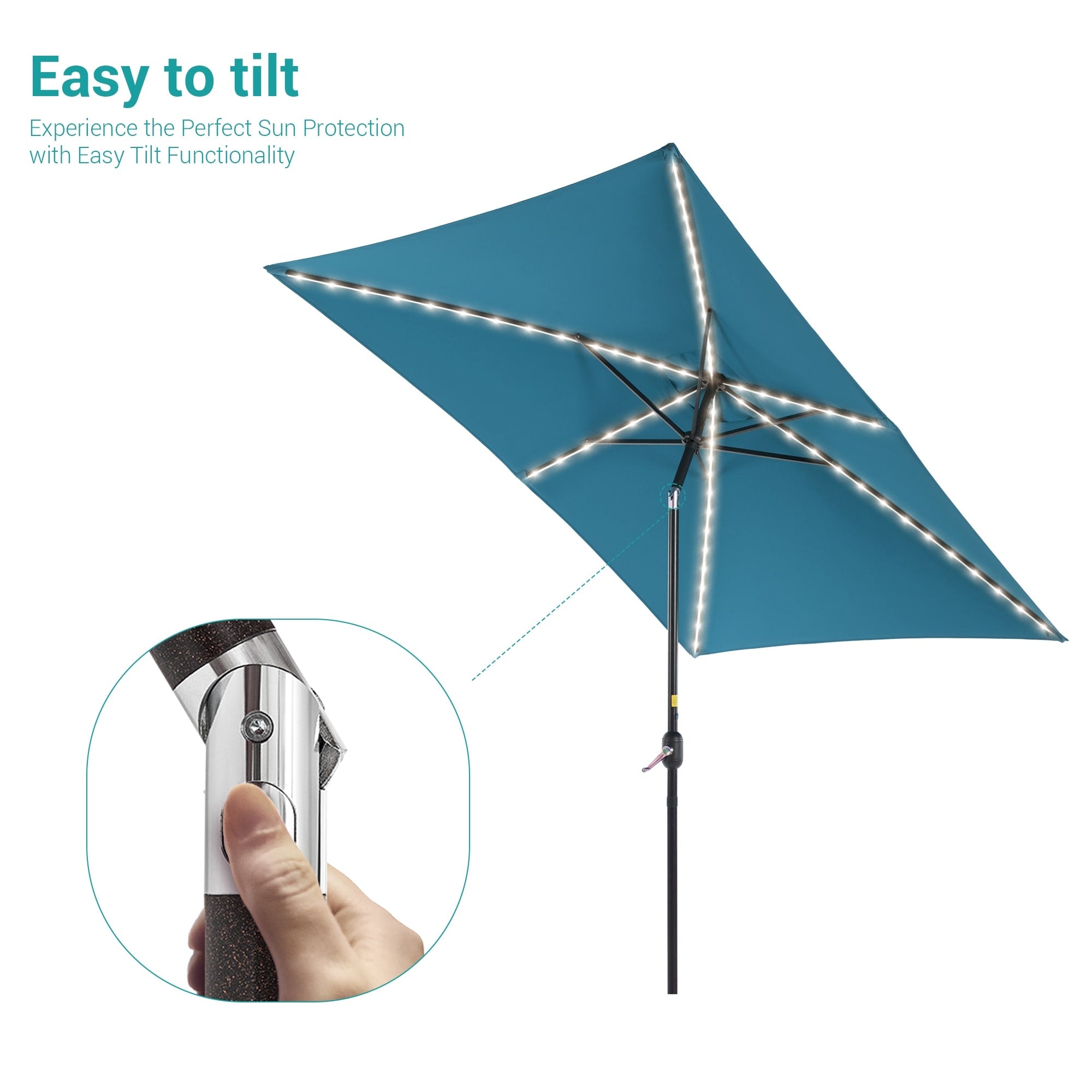 BONOSUKI 6x9FT LED Patio Market Umbrellas Table Umbrella w/Tilt Button