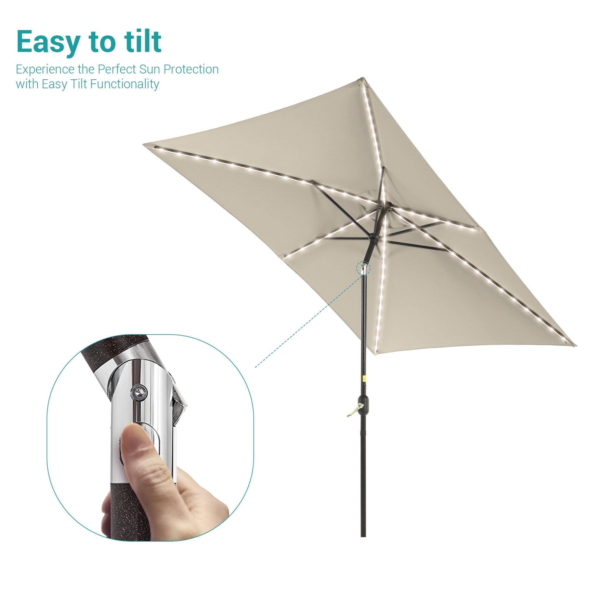 BONOSUKI 6x9FT LED Patio Market Umbrellas Table Umbrella w/Tilt Button