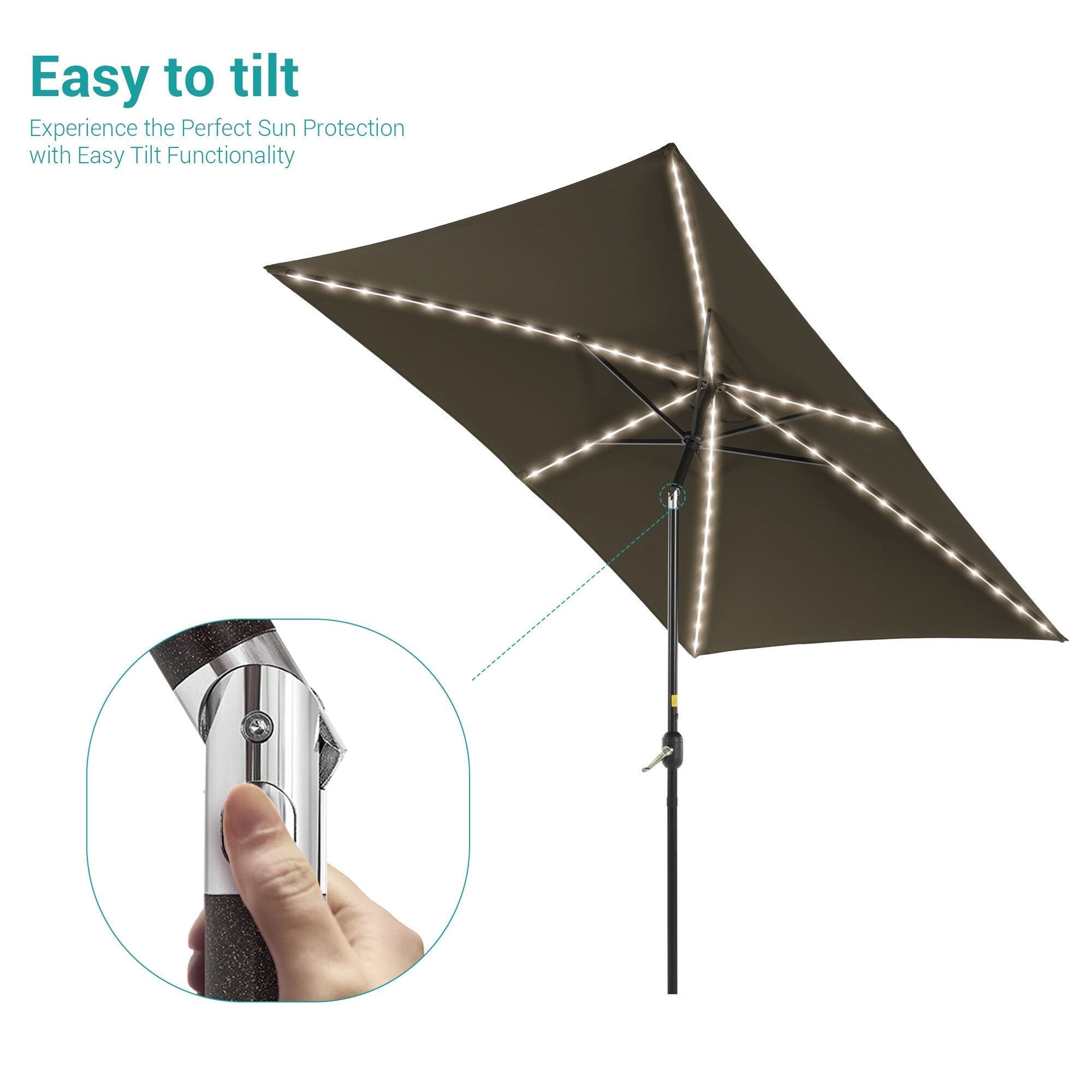 BONOSUKI 6x9FT LED Patio Market Umbrellas Table Umbrella w/Tilt Button