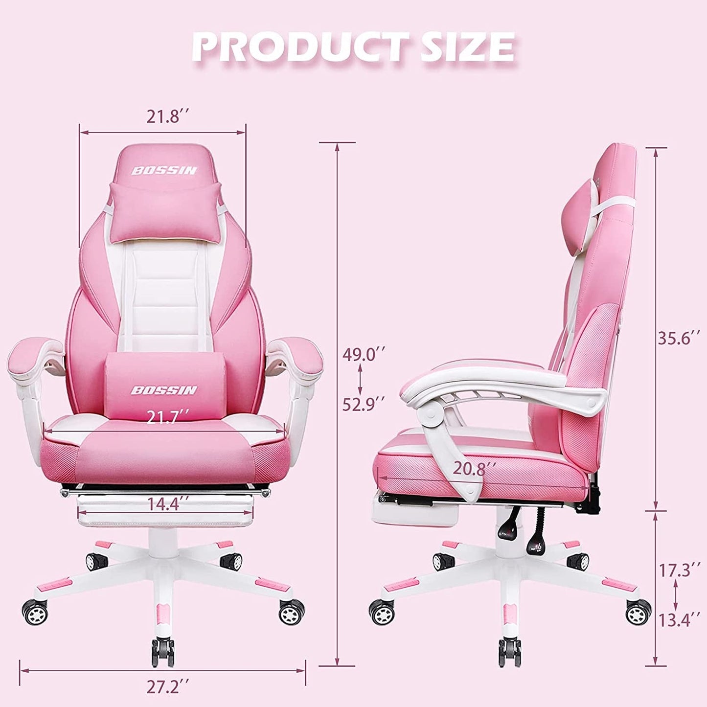 BOSSIN Racing Style Gaming Chair,300 lbs Big and Tall gamer chair High Back Computer Chair