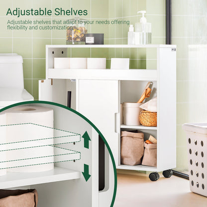 Armoire de rangement pour rouleaux de papier toilette SoBuy avec brosses et porte-rouleaux BZR02-W