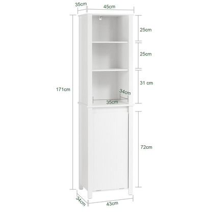 Armoire de salle de bain haute SoBuy BZR102-W avec panier à linge intégré
