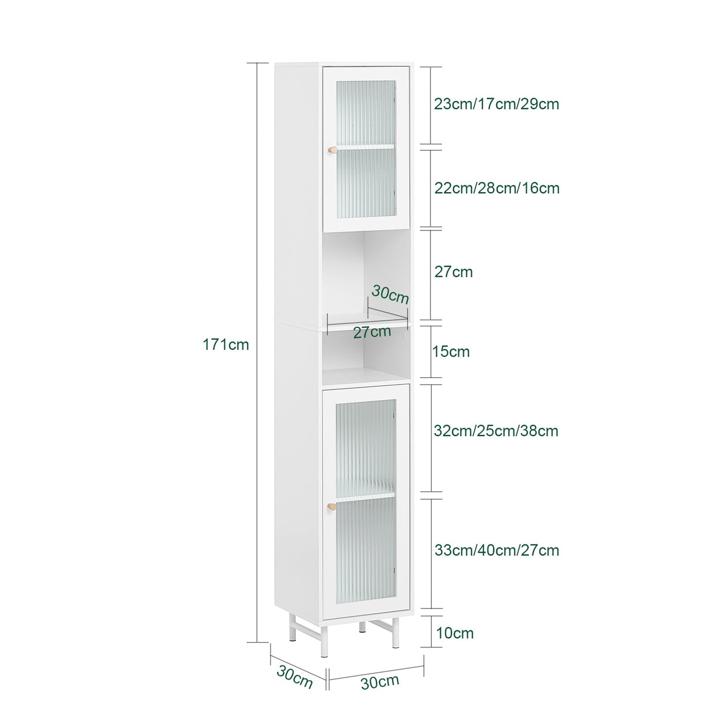 SoBuy BZR118-W, Armoire de salle de bain haute avec 2 portes vitrées