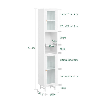 SoBuy BZR118-W, Armoire de salle de bain haute avec 2 portes vitrées