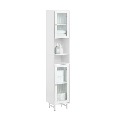 SoBuy BZR118-W, Armoire de salle de bain haute avec 2 portes vitrées