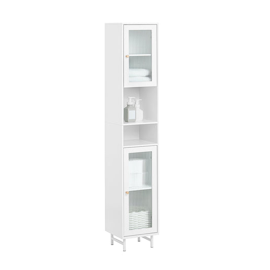 SoBuy BZR118-W, Armoire de salle de bain haute avec 2 portes vitrées
