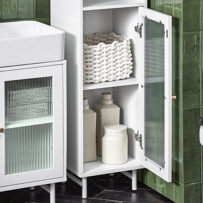 SoBuy BZR118-W, Armoire de salle de bain haute avec 2 portes vitrées