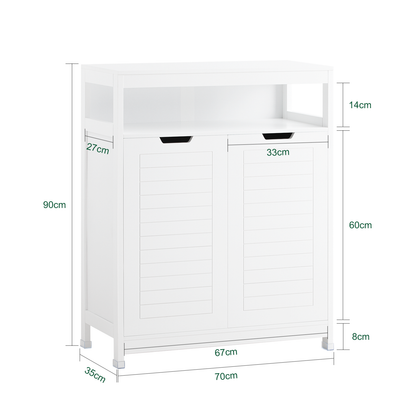 Meuble de salle de bain SoBuy, armoire de rangement avec 2 portes BZR121-W