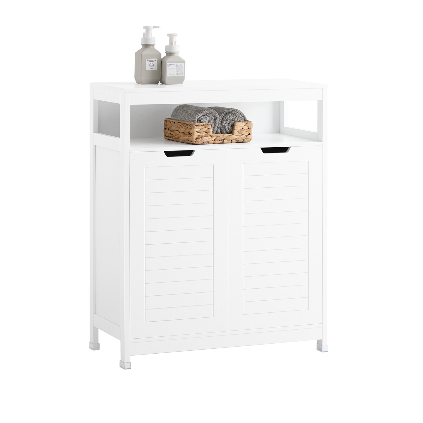 Meuble de salle de bain SoBuy, armoire de rangement avec 2 portes BZR121-W