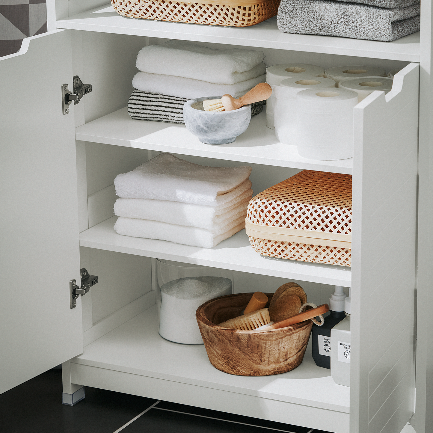 Meuble de salle de bain SoBuy, armoire de rangement avec 2 portes BZR121-W