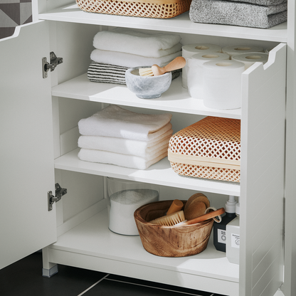 Meuble de salle de bain SoBuy, armoire de rangement avec 2 portes BZR121-W