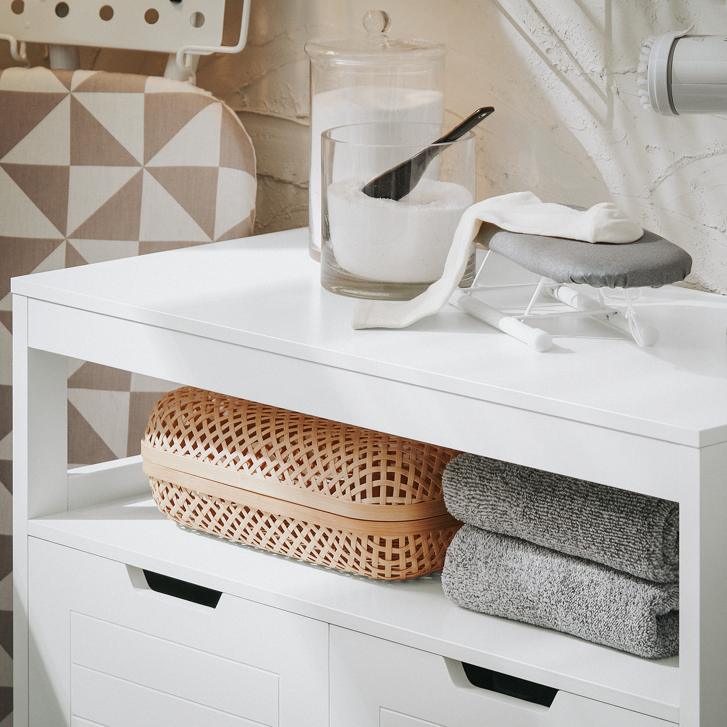 Meuble de salle de bain SoBuy, armoire de rangement avec 2 portes BZR121-W