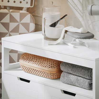 Meuble de salle de bain SoBuy, armoire de rangement avec 2 portes BZR121-W