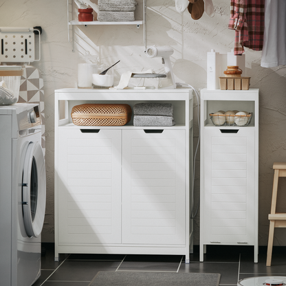 Meuble de salle de bain SoBuy, armoire de rangement avec 2 portes BZR121-W