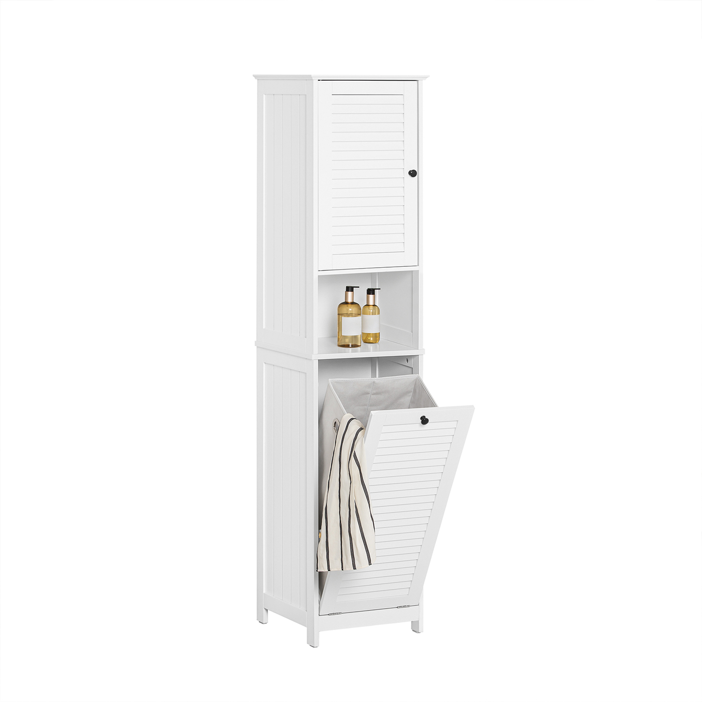Armoire de salle de bain haute SoBuy avec panier à linge BZR124-W