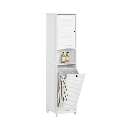 Armoire de salle de bain haute SoBuy avec panier à linge BZR124-W