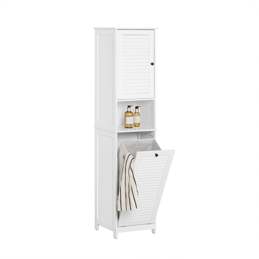 Armoire de salle de bain haute SoBuy avec panier à linge BZR124-W