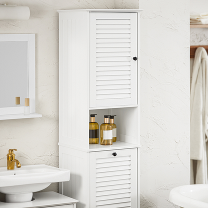 Armoire de salle de bain haute SoBuy avec panier à linge BZR124-W