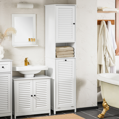 Armoire de salle de bain haute SoBuy avec panier à linge BZR124-W