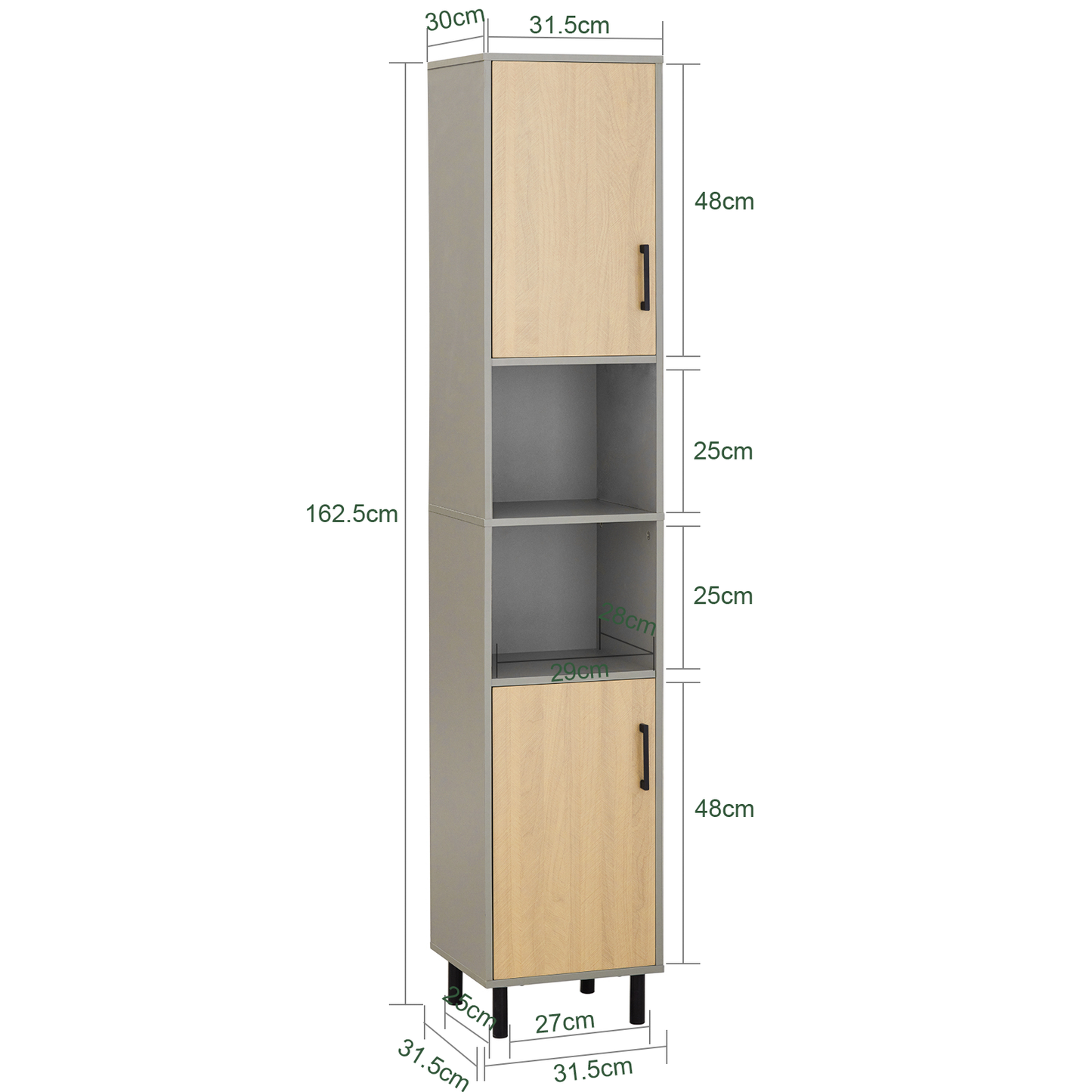 Armoire de salle de bain haute SoBuy, meuble de rangement pour salle de bain BZR131-NG