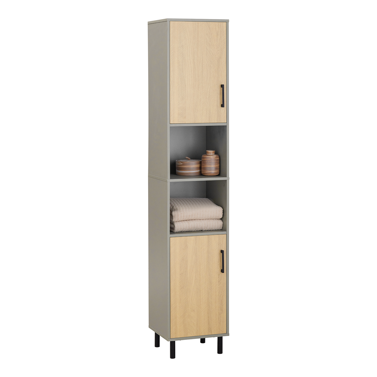 Armoire de salle de bain haute SoBuy, meuble de rangement pour salle de bain BZR131-NG