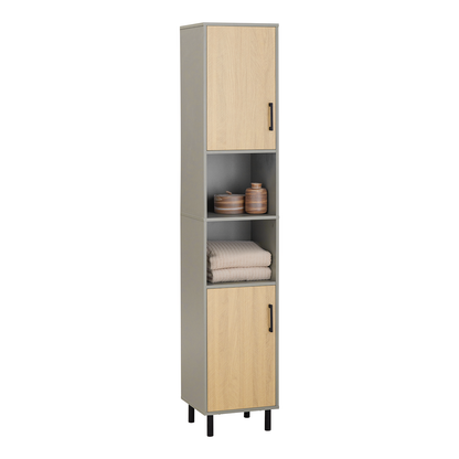 Armoire de salle de bain haute SoBuy, meuble de rangement pour salle de bain BZR131-NG
