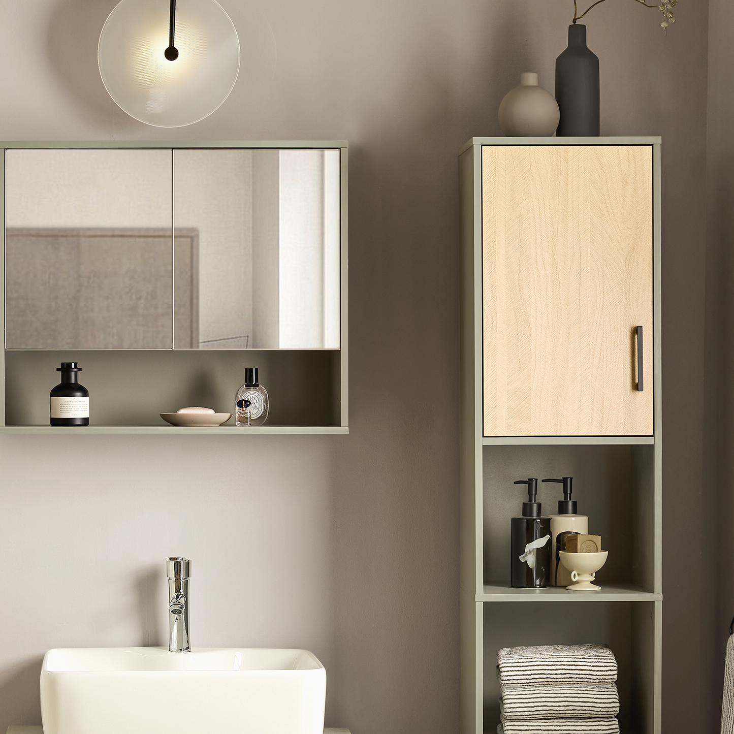 Armoire de salle de bain haute SoBuy, meuble de rangement pour salle de bain BZR131-NG