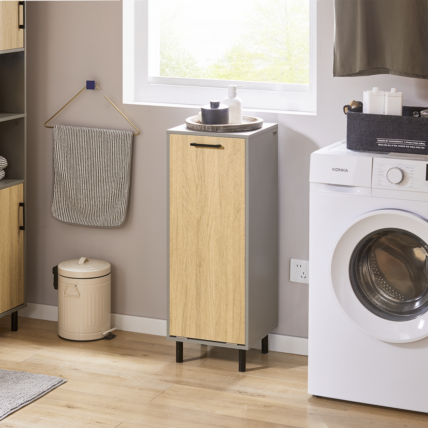 Armoire à linge basculante SoBuy avec panier à linge intégré BZR132-NG